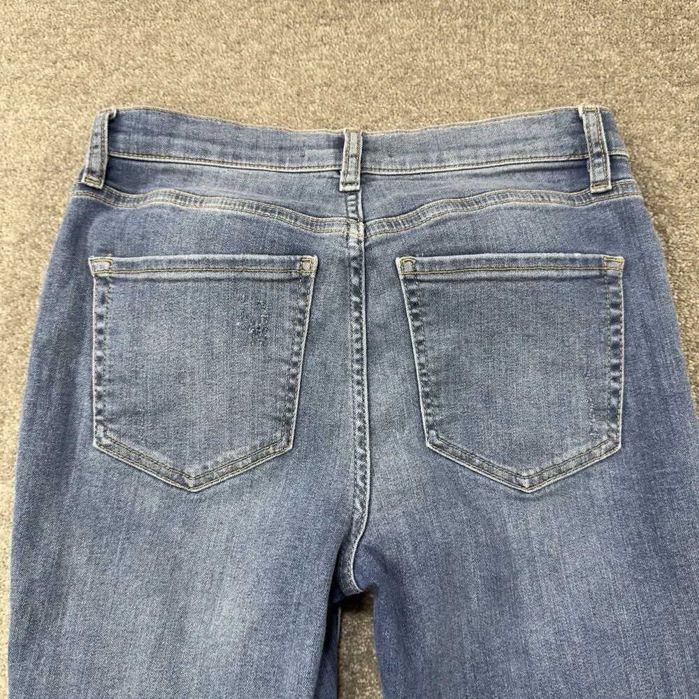 Free People Skinny Jeans Womens 27 Blue‎ Denim Distressed Fray Raw Hem 16515125